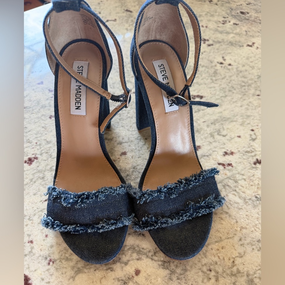 Steve Madden Denim Ankle Strap Heels GUC 8.5!